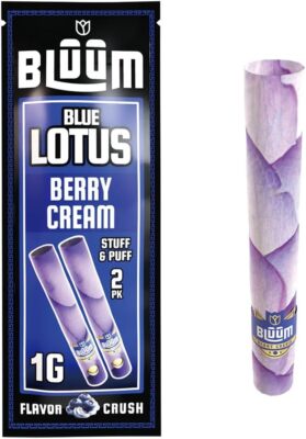 BLUUM | Blue Lotus Cone | Berry Cream | Flower Petal Prerolled | 3 Pack, 6  Rolls