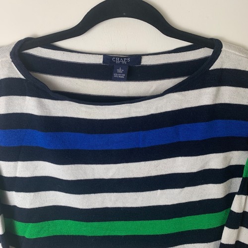 Chaps Ralph Lauren schwarz gestreifter Langarm Strickpullover Größe Damen Große L - Bild 2 von 11