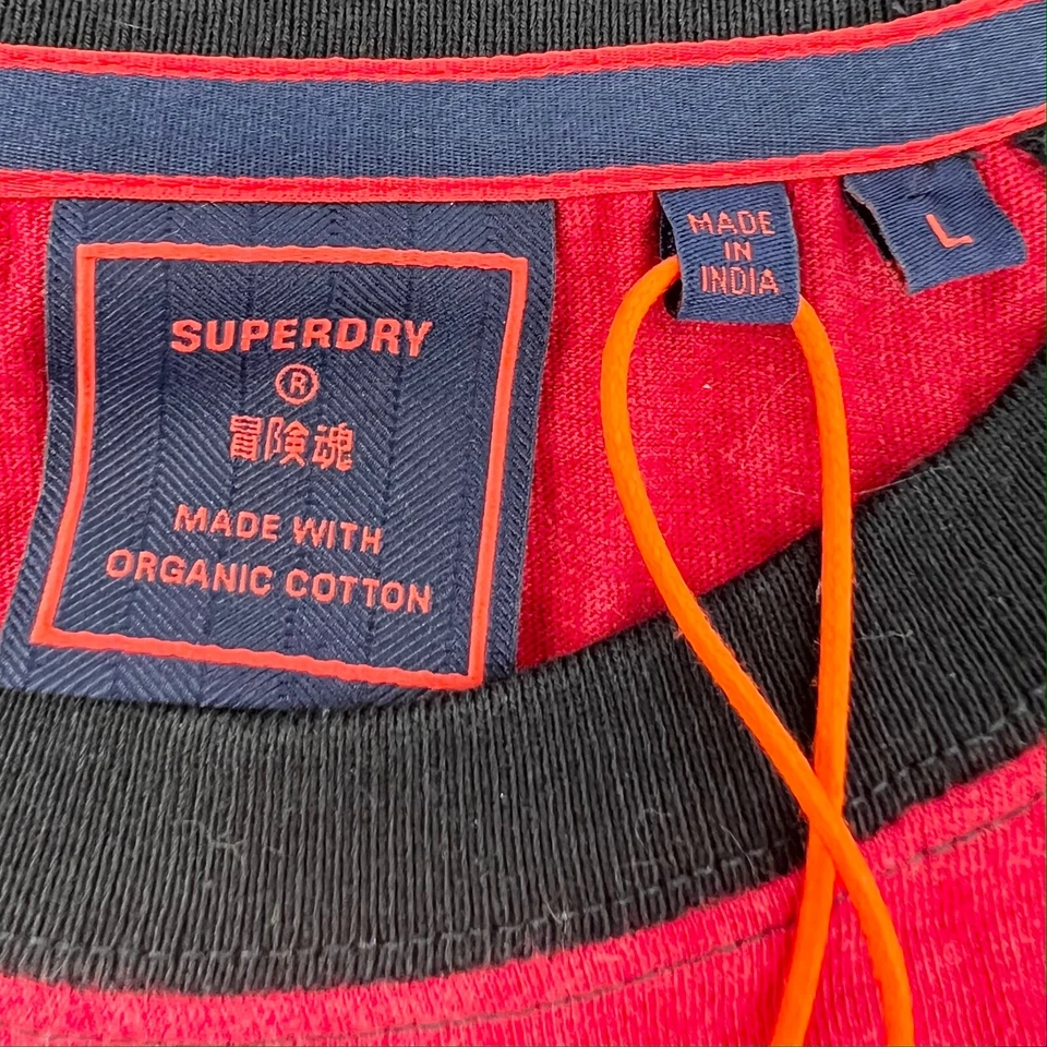 SUPERDRY Men's Sz L Red/Navy Long-Sleeve Vintage Baseball Henley Shirt NWT--READ - Image 3 of 4