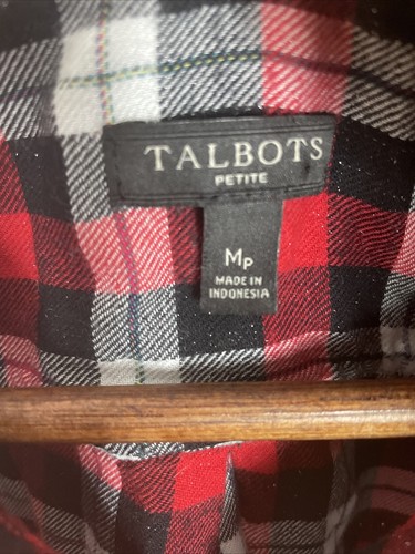 Talbots Petites Red Plaid Flannel Shirt With Shimmers, Size MP - Bild 2 von 3