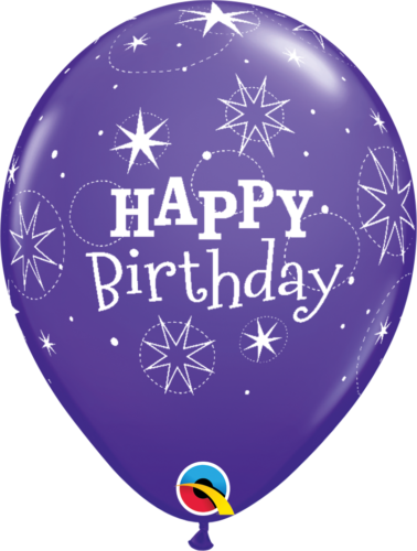 11" Happy Birthday Sparkle Latex Balloons - Qualatex - Purple Lavender - 50ct - Picture 2 of 3