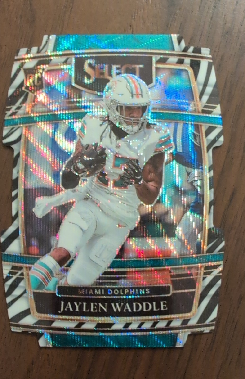 2021 Panini Select - Concourse Jaylen Waddle Zebra Prizm Die-Cut (RC) Dolphins