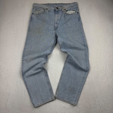 Vintage Levis 505 Mens 38x30 Light Wash Straight Leg Denim Jeans Made in USA