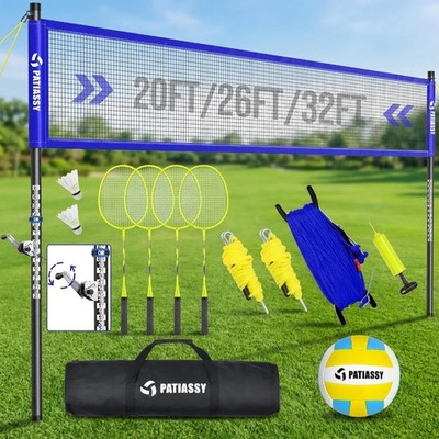 Outdoor Volleyball Net System for Backyard, Adjustable Height (5.1-8FT) & Width