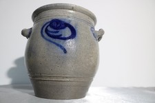 Vintage BETSCHDORF GRES AU SEL - BLEU COBALT - VIEUX POT A SAINDOUX AUTHENTIQUE