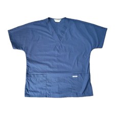 Cherokee Womens Sz M Short Sleeve V-neck Navy Blue Scrubs Pullover Top 