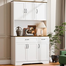 71" Kitchen Hutch Cabinet Pantry Storage Coffee Bar Microwave Stand Cupboard