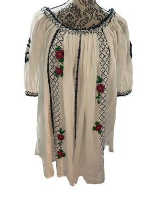 Cleobella Dress Small White Embroidered Puff Sleeve Boho Festival Cotton NWT