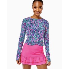 NWOT Lilly Pulitzer Luxletic Oden Top Shirt In Low Tide Navy Pink Size Small NEW