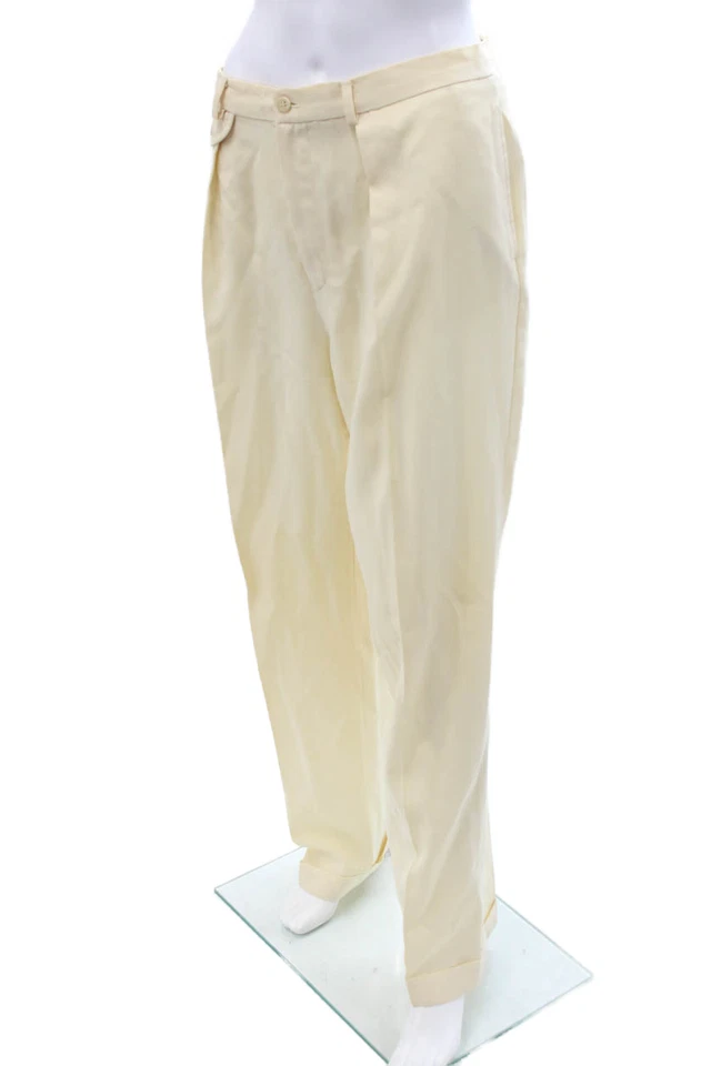 Ralph Lauren Unisex Dress Pants Beige Wool Solid Button Size 8 - Image 2 of 4