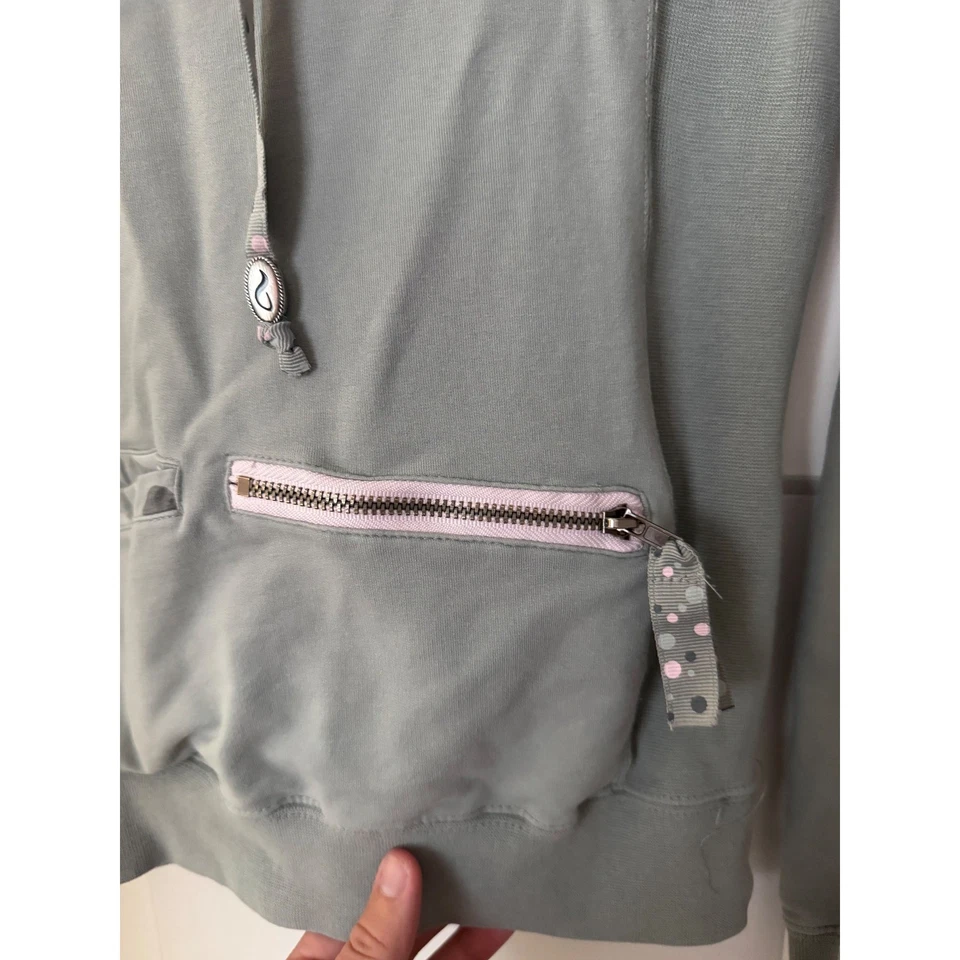 Винтажный 90-х ADIO пуловер толстовка с капюшоном молнии карман шнурок sz small - Изображение 3 из 4