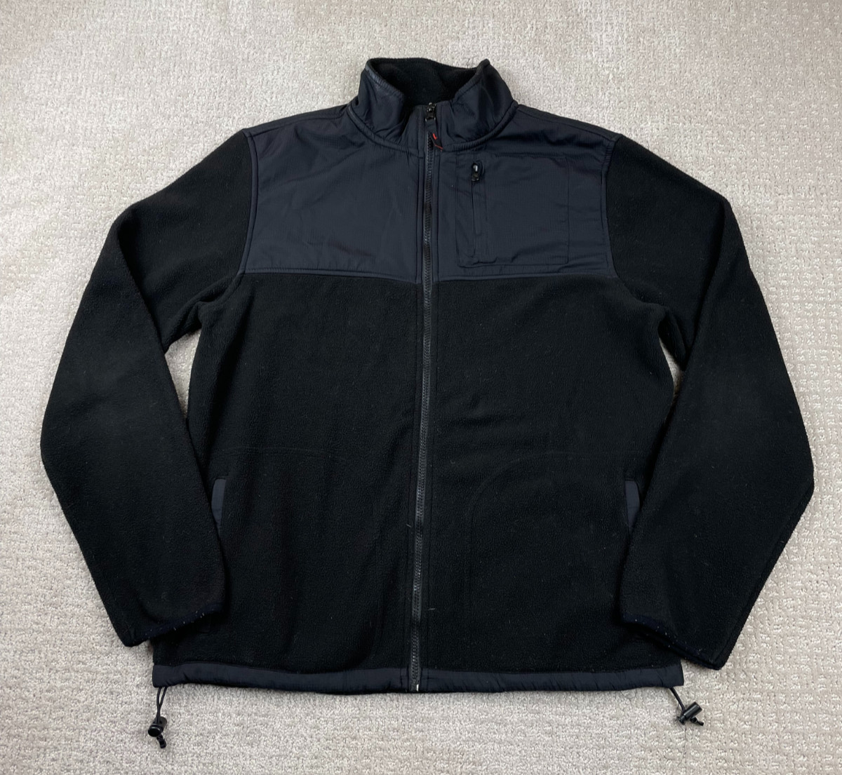 Aeropostale Jacket Mens Medium Black Hybrid Fleece Full Zip Hiking Outdoors Y2K