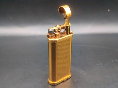 Vintage Dunhill Unique Lighter c.1970s 1980s   Gold Tone Engine Turned  