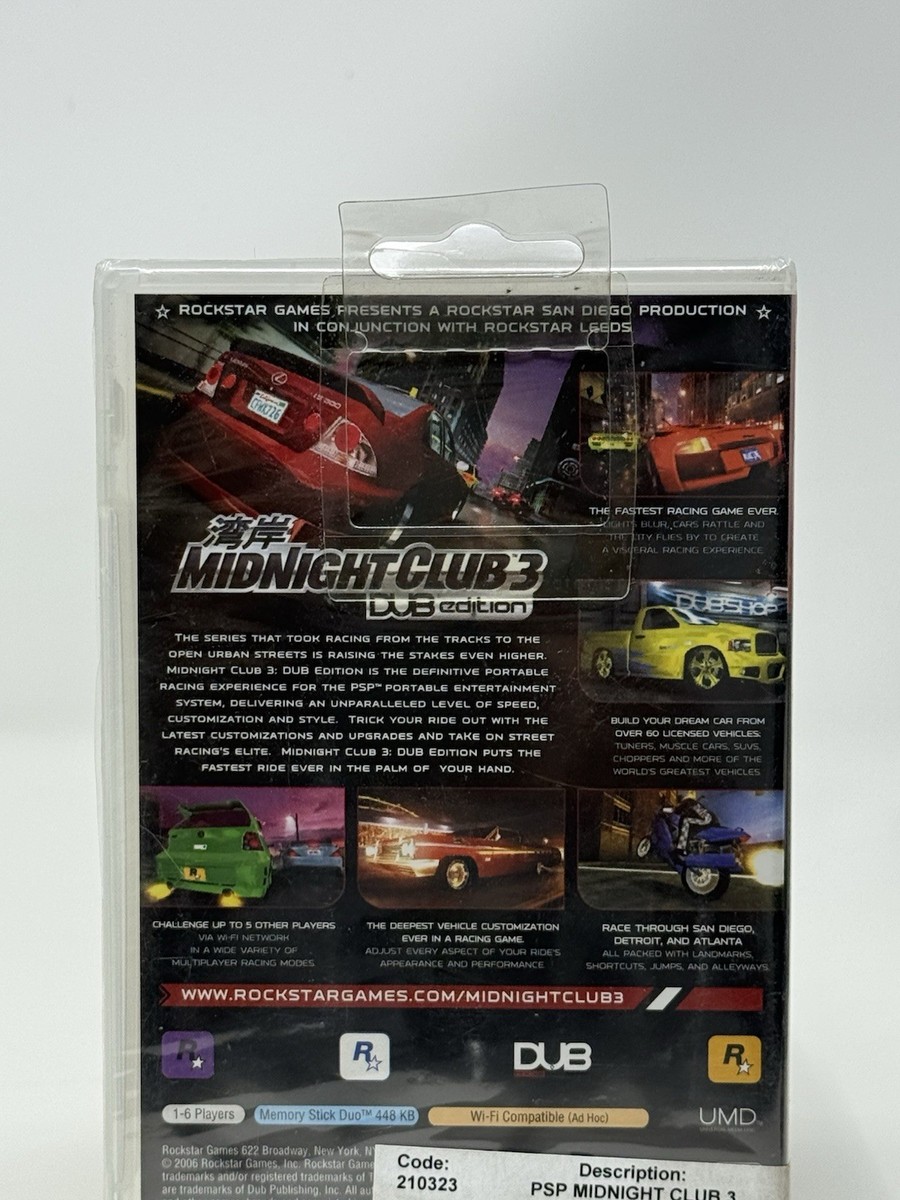 Refurbished Midnight Club 3 Dub Edition Sony PSP Brand New Factory