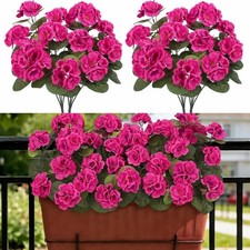 4Pcs Artificial Geranium Flower UV Resistant Silk Faux Flowers Home Garden Decor