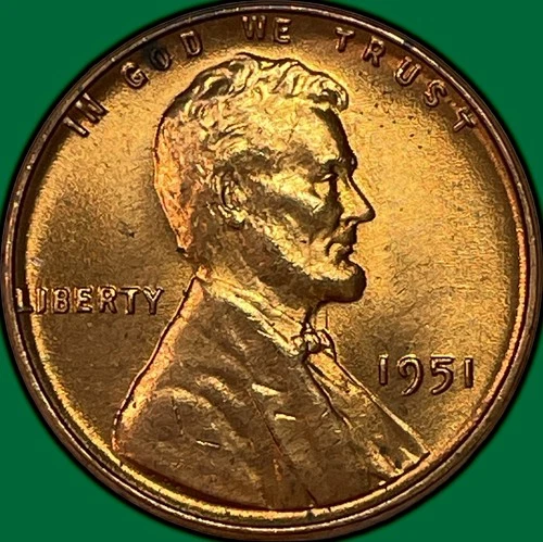 1951 Lincoln Wheat Cent Brilliant Uncirculated BU Coin #37681