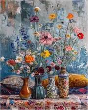 Flowers Paint by Numbers Kit for Adults Beginner, Flowers Adult Paint by Number