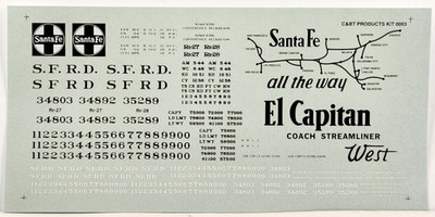 C&BT Shops HO Scale Decal #D0003 Santa Fe Reefer El Capitan w/Curved Map
