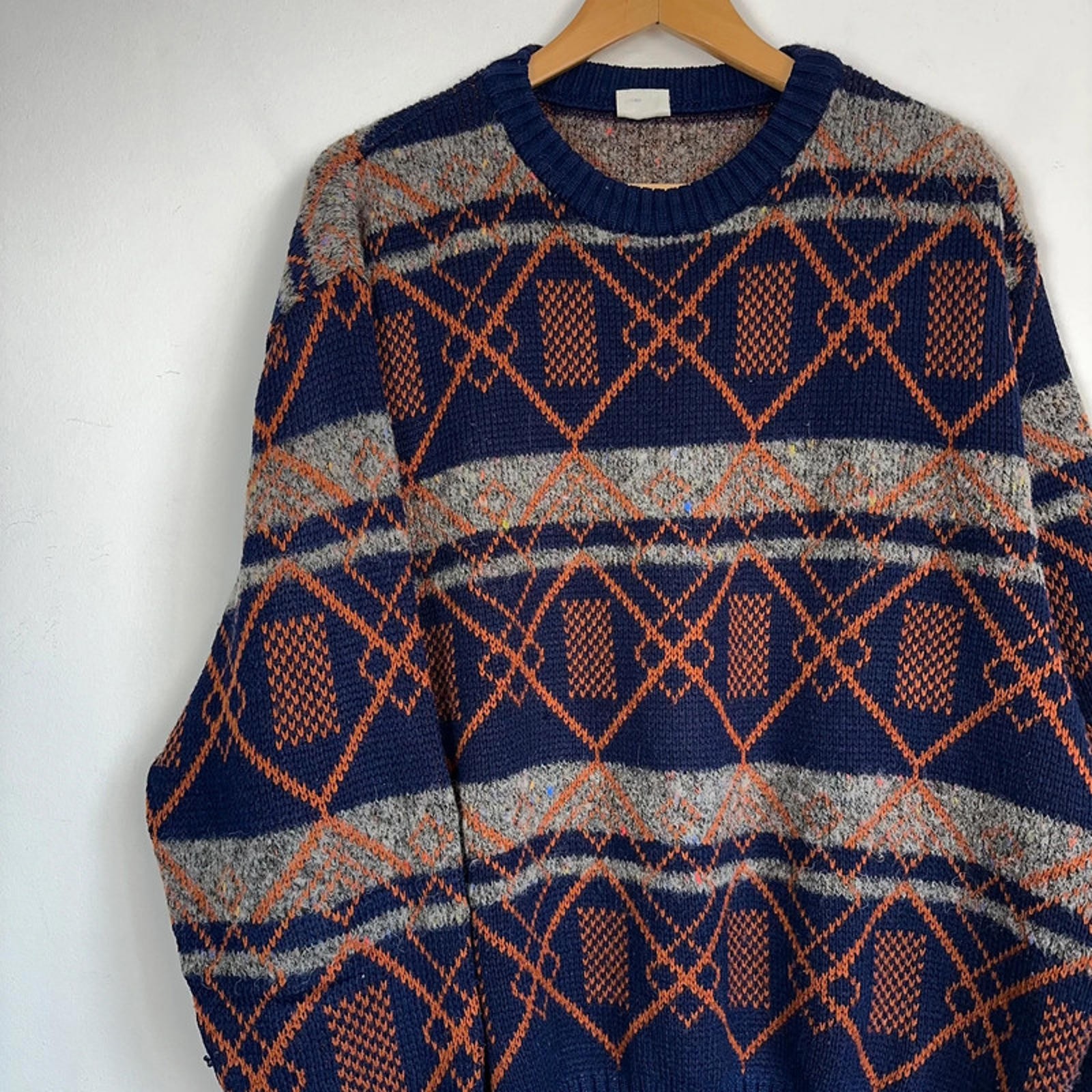 Vintage multicolour funky crazy pattern knit jump… - image 2