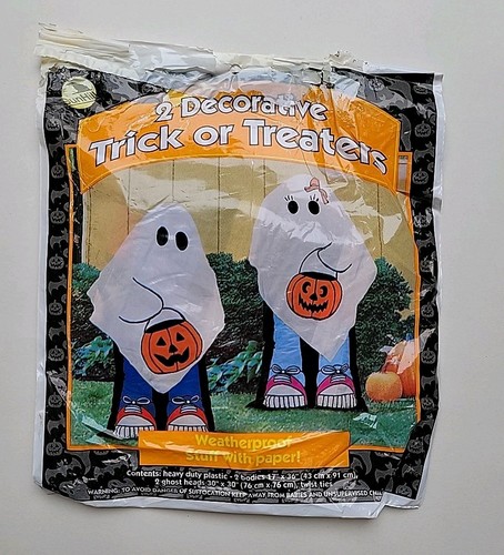 Decorazioni Halloween vintage anni 90 Sunhill farcite dolcetti o dolcetti fantasmi retrò nuove con scatola