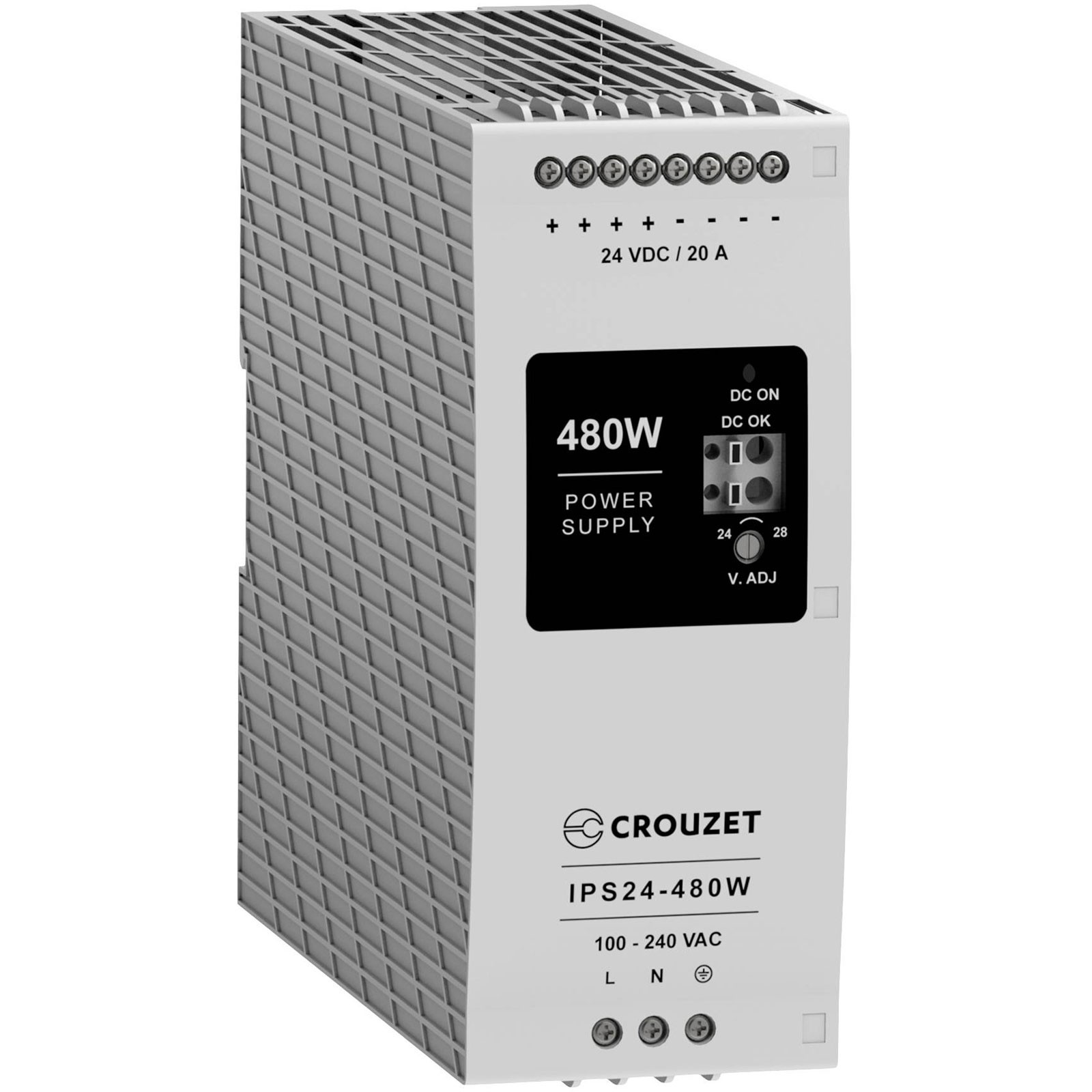 Crouzet PSU 24V 20A 480W Compact DIN rail mount High Efficiency