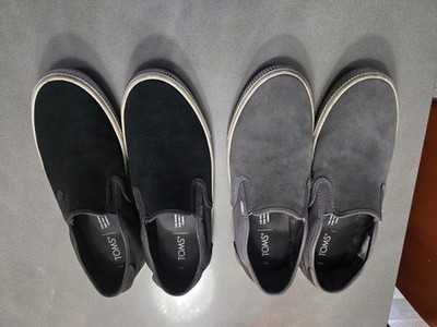 TOMS 2x Canvas Slip-On Casual Shoes, Solid Round Toe,  9m blk/grey 