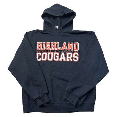 Vintage Highland Community College Cougars Hoodie Grafik 90er Herren Large