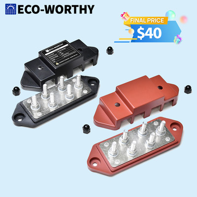 ECO-WORTHY 400A Busbar with 6×M8 Studs, One Set of Two for Parallel Batteries