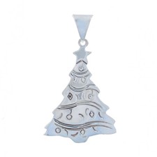Sterling Silver Christmas Tree Pendant - 925 Winter Holiday Celebration