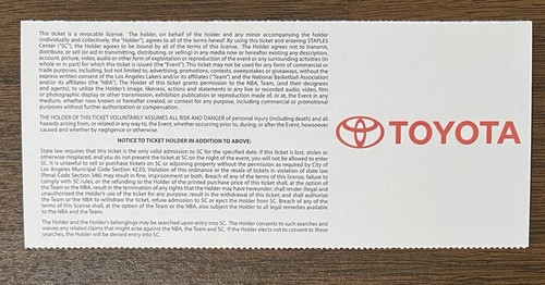 CHRIS PAUL (CLIPPERS) vs LOS ANGELES LAKERS 10-29-13 BIGLIETTO GIOCO COMPLETO AUTENTICO - Foto 2 di 12