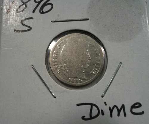 1896-S Barber Silver Dime Circulated