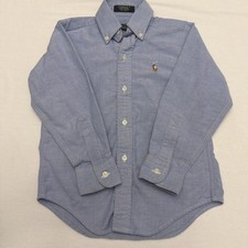 Ralph Lauren Oxford Button Up Shirt Boys Size 5 Blue Colored Pony Long Sleeve