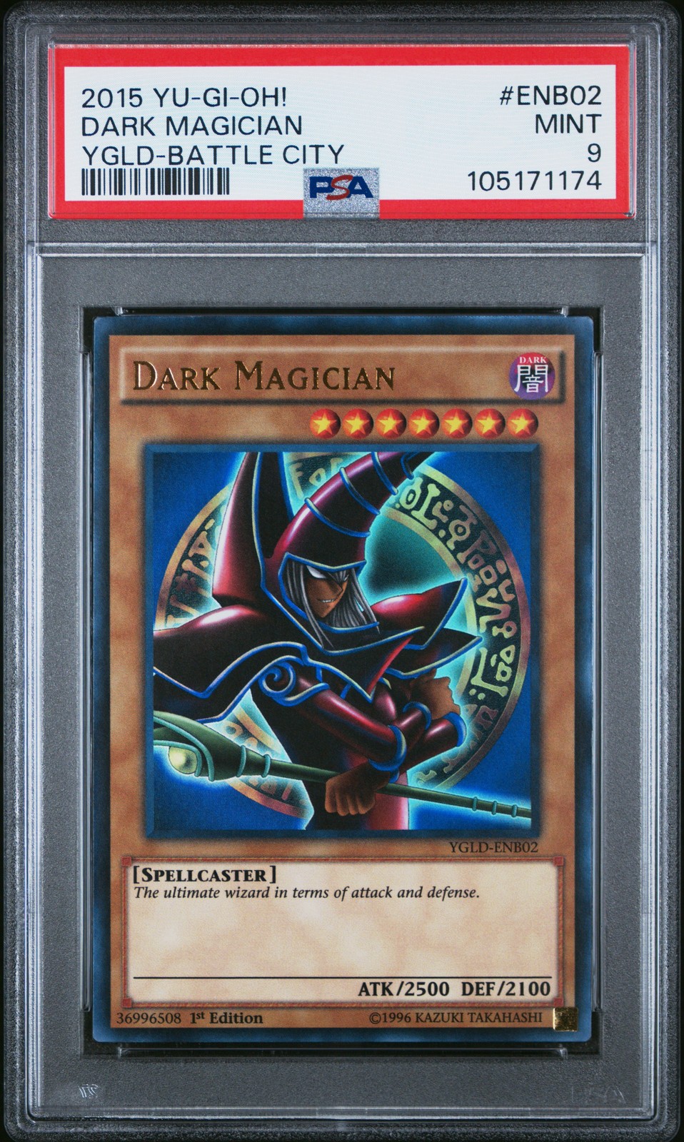 2015 YU-GI-OH! YUGI'S LEGENDARY DECK: BATTLE CITY #ENB02 DARK MAGICIAN PSA 9