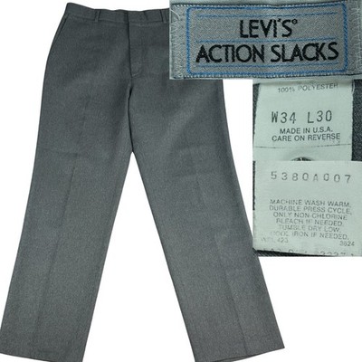 80's Levi's Action Slacks (W38 L30)グレー Vintage Levi's Action Slacks Gray 34 X 30 Polyester 1980s | eBay