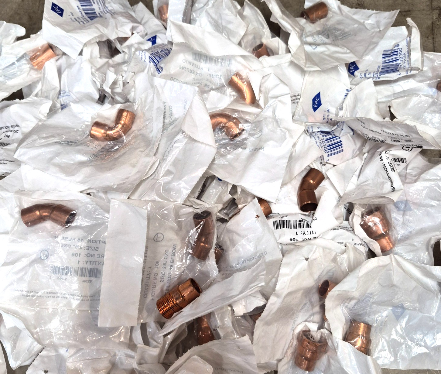 Copper 118 Pcs Mixed 90 Degree Elbow Caps Female Male Adapters Coupling HUGE LOT