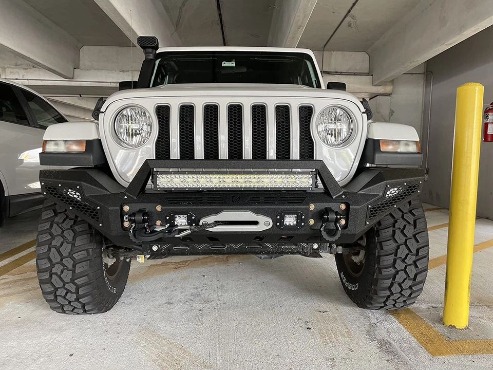 Vijay For 2018-2024 Jeep Wrangler JL Front or Rear Bumper with Aluminum Lights Foto 2 de 4