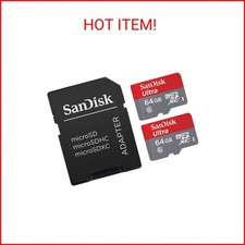 SanDisk Ultra 64GB microSDXC UHS-I Card with Adapter 2 pack 