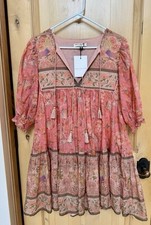 BNWT Spell & The Gypsy Collective Seashell Boho Mini Dress In Coral Size Small