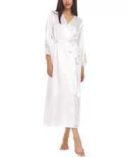 Flora by Flora Nikrooz IVORY Stella Satin Venise Trim Robe, US S/M NWT