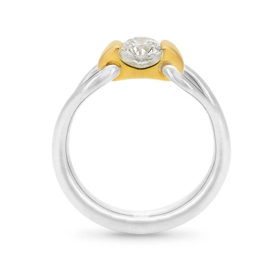 Echter Diamant-Ehering, rund, 0,50 Karat, 18 Karat mehrfarbiges Gold, GIA... - Bild 4 von 4
