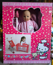 SANRIO HELLO KITTY BAMBOLOTTO CON PASSEGGINO E LETTINO DA CAMPEGGIO