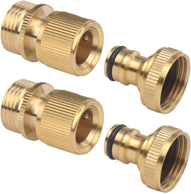 2Sets of Brass Male and Female 3/4 Inch Water Hose Quick Connect Fitting Gard...