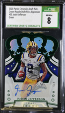 2020 Panini Chronicles Crown Royale DP Justin Jefferson Green Auto /5 CSG 8 NM/M