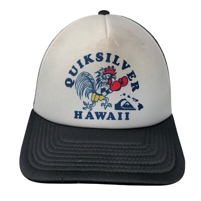 Quiksilver Hawaii Snapback Trucker Hat Black OSFM Adjustable Mesh Back 