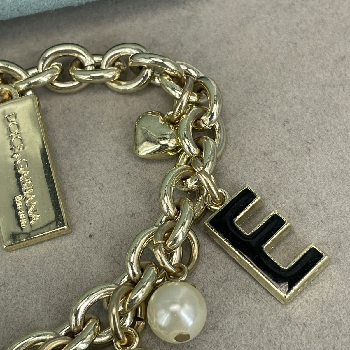 Dolce and Gabbana Bracelet Desire Charm Enamel Gold Tone The