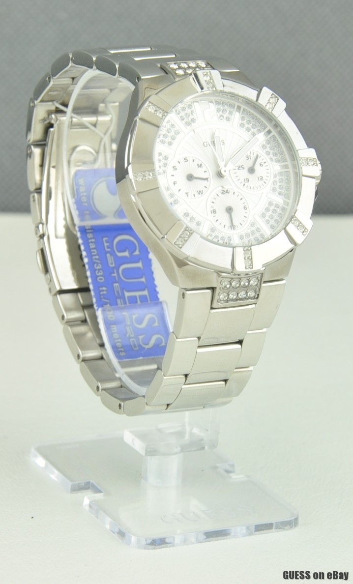 FREE Ship USA Watch GUESS Silver Waterpro Ladies New U12601L1 Chic