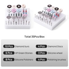 35 Pcs Dental Lab Use Grinding & Polishing Kit For Ceramics / Porcelain HP Bur