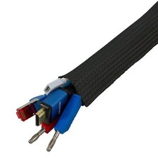 1m Flexible cable conduit d20-30mm black Cable duct Fabric hose Hook + Loop
