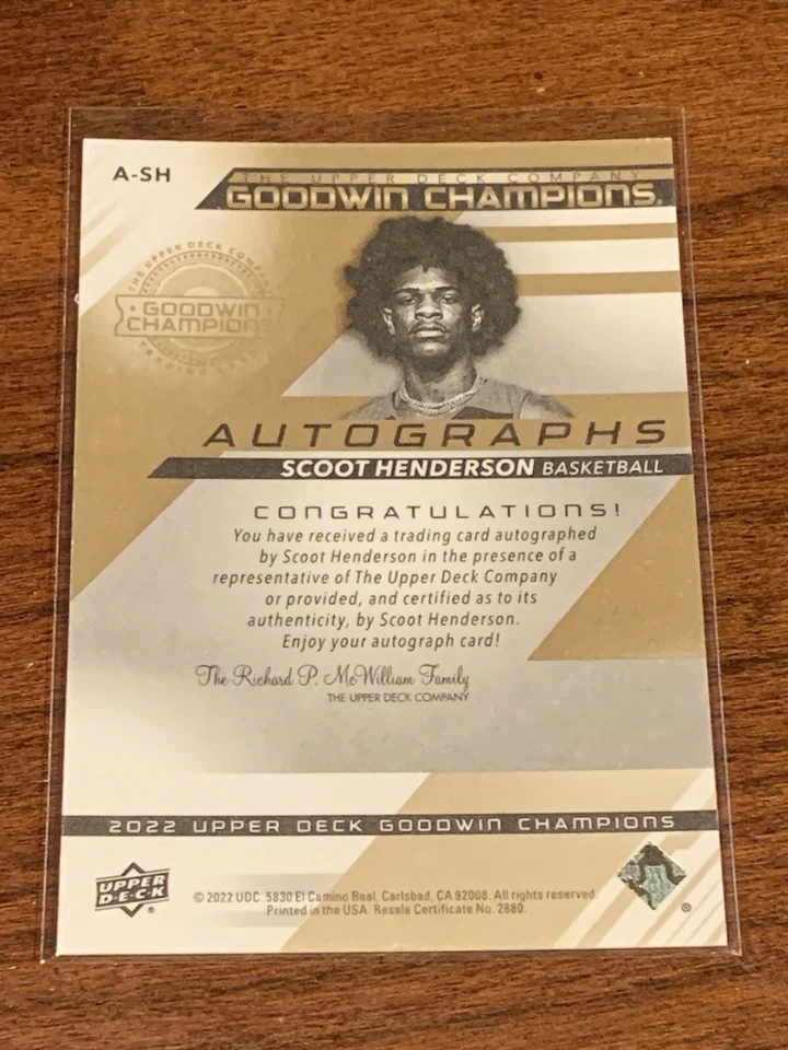 Scoot Henderson 2022 Upper Deck Goodwin Champs Autograph - Image 2 of 3