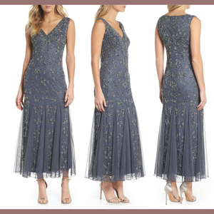 pisarro nights beaded godet gown